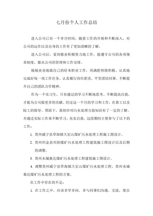 七月份个人工作总结
