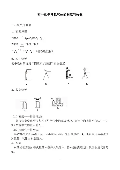 初中化学气体制取专题复习