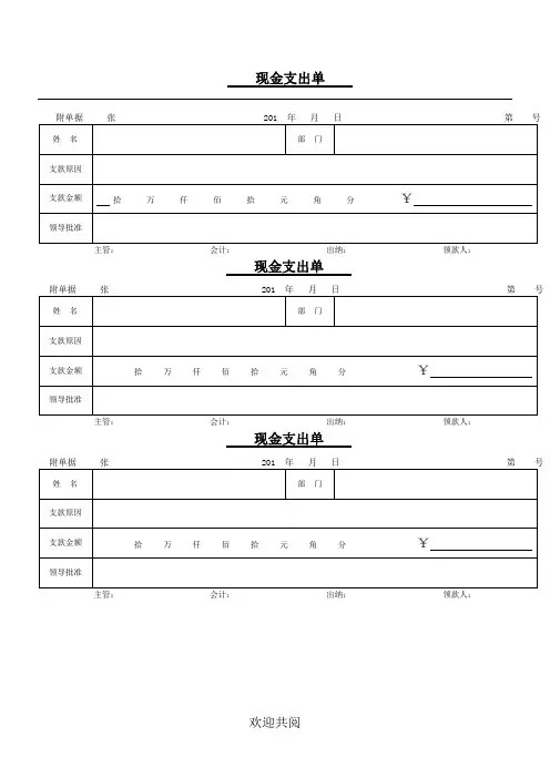 现金支出单
