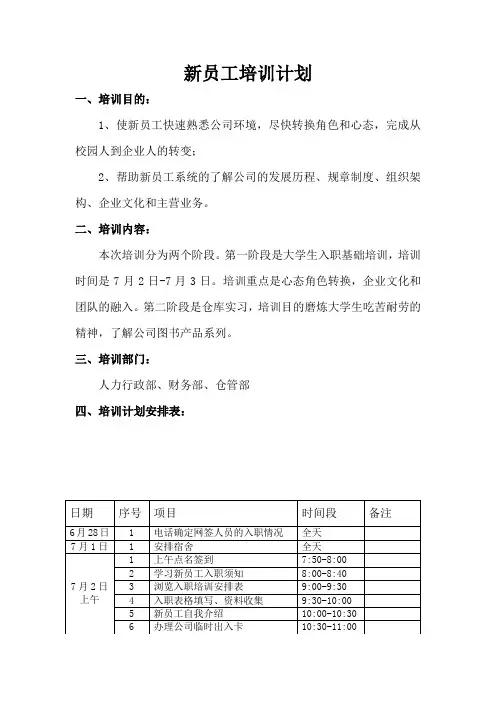 校招培训计划
