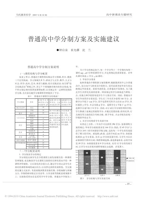 普通高中学分制方案及实施建议