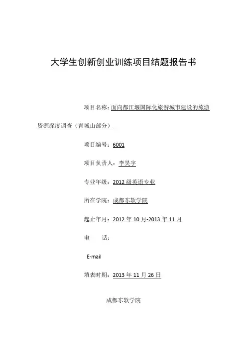 大学生创业创新项目结题报告书