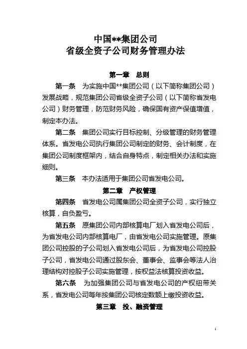 大唐集团子公司财务管理制度