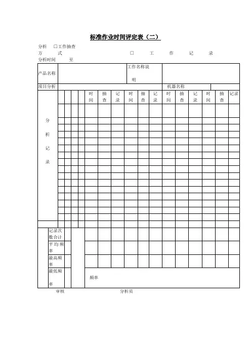 标准作业时间评定表(doc格式)