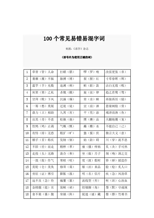 100个常见易错易混字词 2