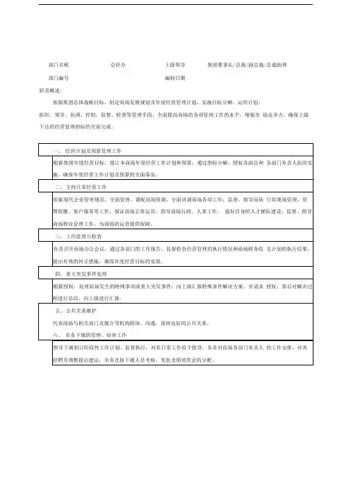 公司各部门主要职责