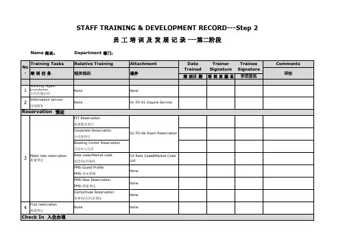 Front Desk Training Plan Step 2 酒店前台培训与发展计划2