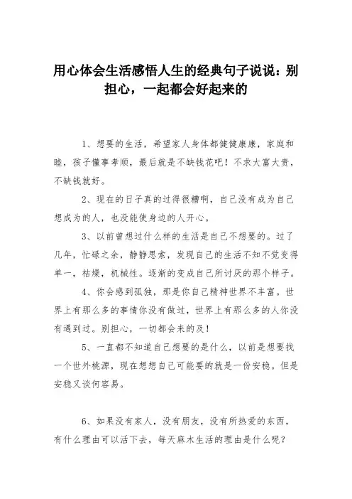 用心体会生活感悟人生的经典句子说说：别担心,一起都会好起来的
