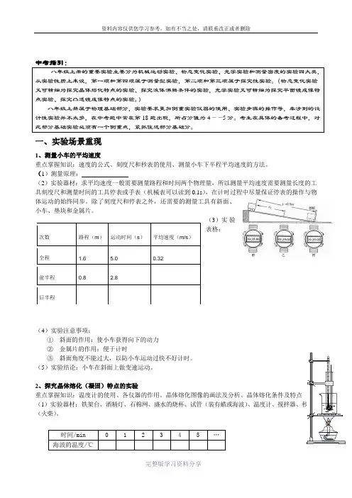 新人教版八年级物理上册实验总结 2