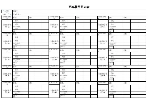 汽车使用   日志表