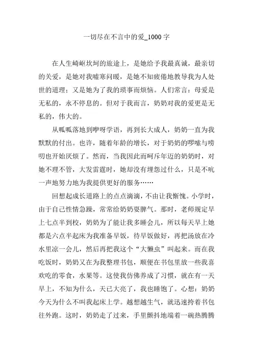 一切尽在不言中的爱_1000字
