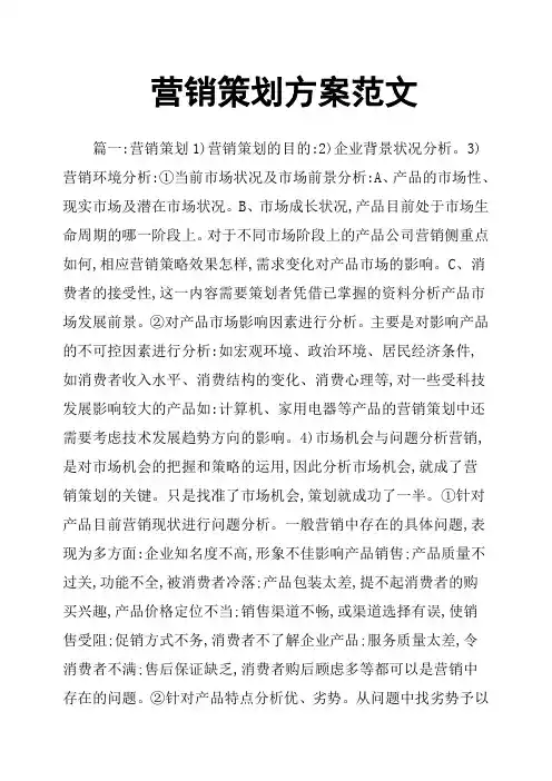 营销策划方案范文 2
