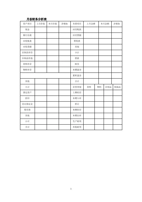 各种财务报表模板1