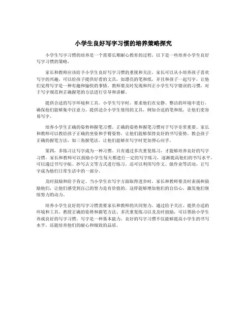 小学生良好写字习惯的培养策略探究