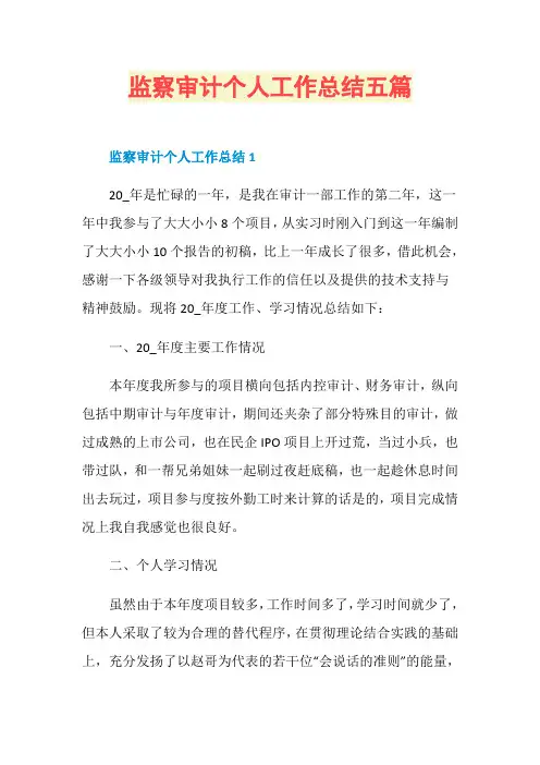 监察审计个人工作总结五篇