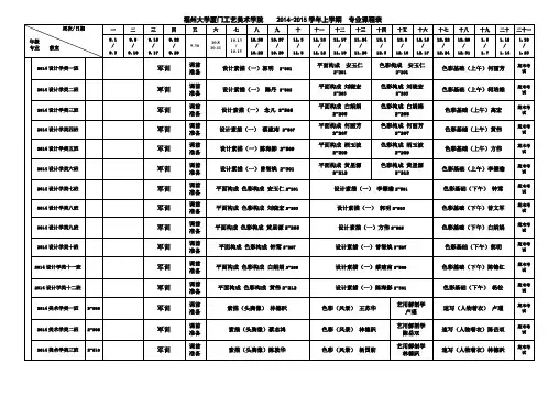 2014-2015福州大学厦门工艺美术学院上学期专业必修课课表