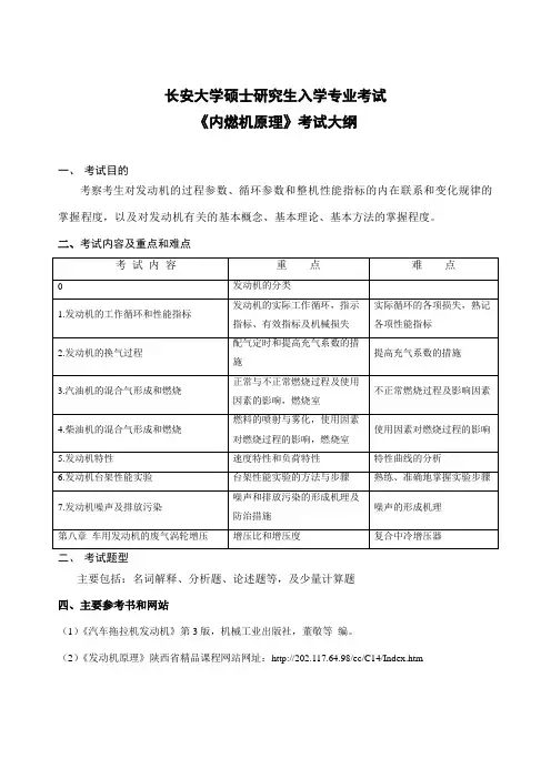 长安大学考研专业课-807-《内燃机原理》