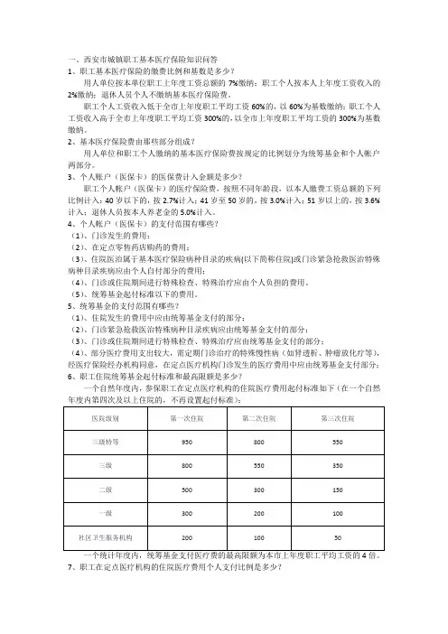 医疗保险知识问答