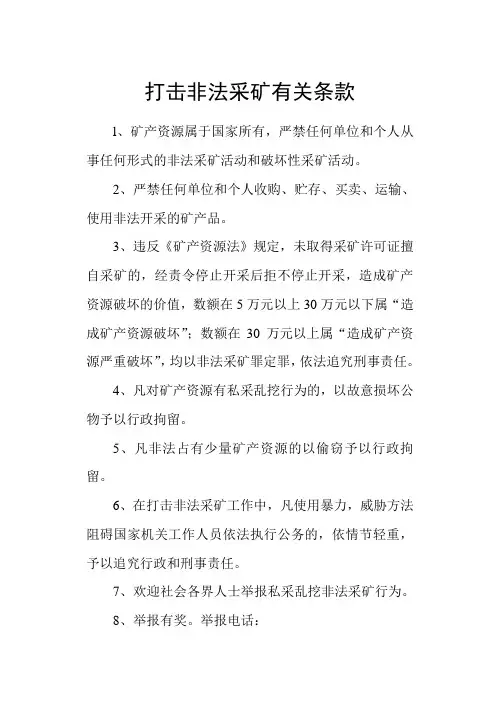 打击非法采矿有关条款 2