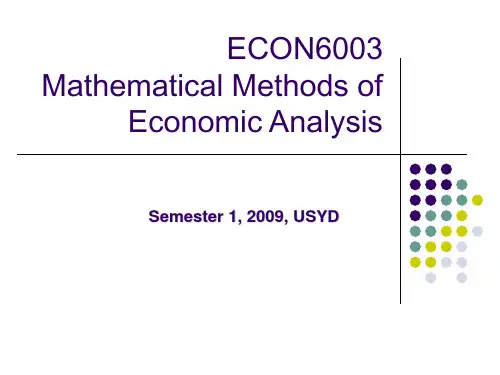 ECON6003_Mathematical Methods of Economic Analysis_2009 Semester 1_ECON6003 note6