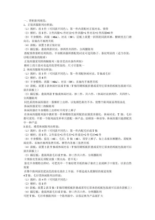 男装陈列标准