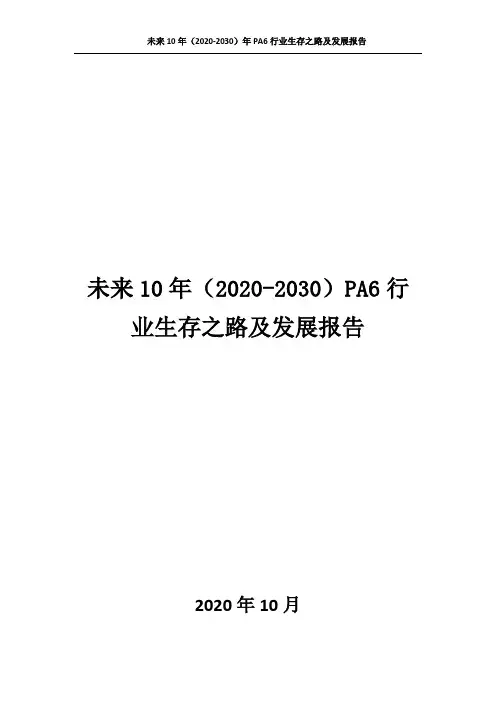 0035.未来10年(2020-2030)PA6行业生存之路及发展报告