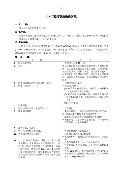 CVC敷料更换操作常规