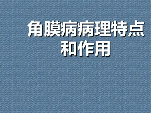 角膜病病理特点和作用