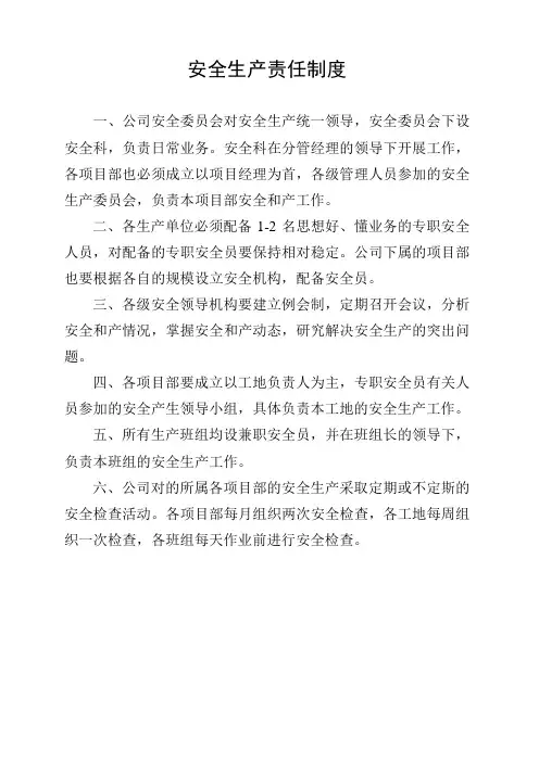 安全生产责任制(各级人员)