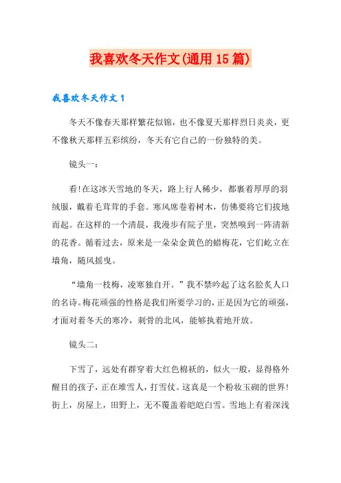 我喜欢冬天作文(通用15篇)
