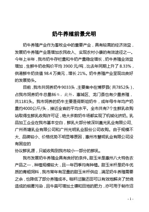 奶牛养殖前景光明