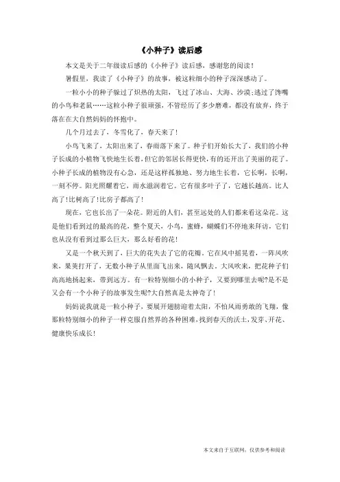 《小种子》读后感_二年级读后感