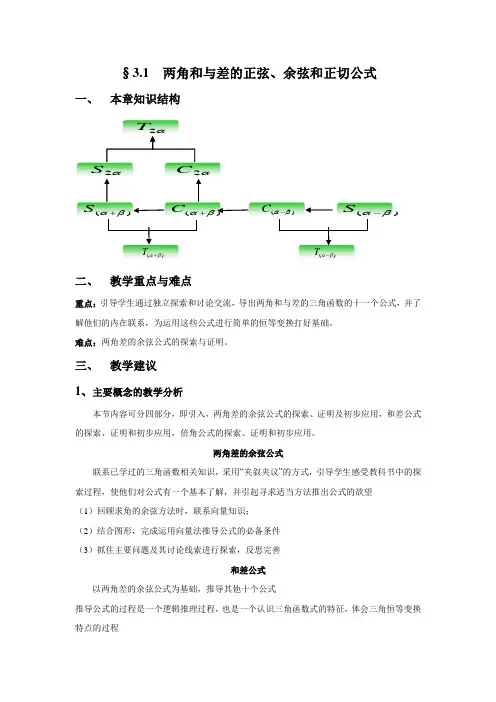 两角和与差的正弦、余弦和正切公式教学分析