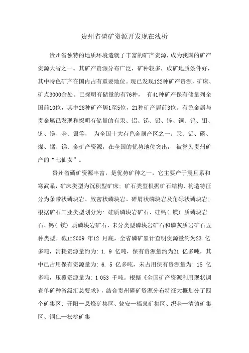 贵州省磷矿资源开发现在浅析