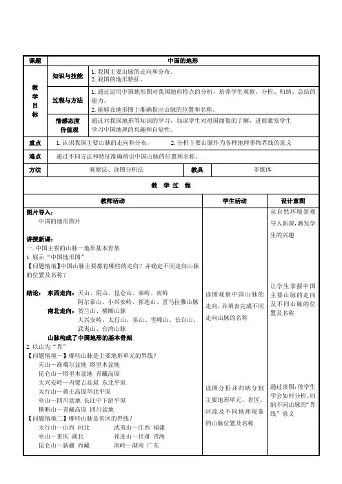 地理 中国的地形