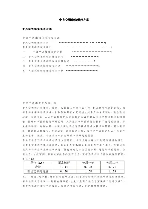 中央空调维修保养方案