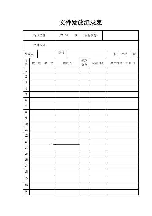 文件发放记录表