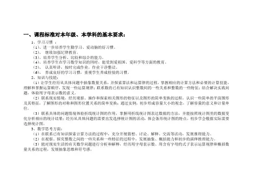 苏教版四年级下册数学教学计划