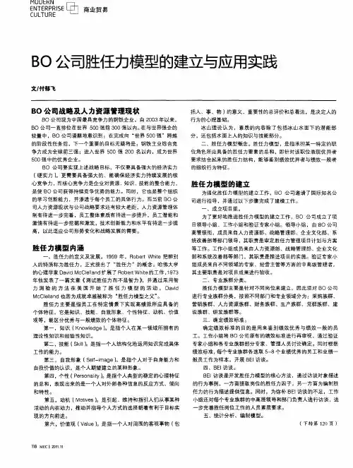 BO公司胜任力模型的建立与应用实践