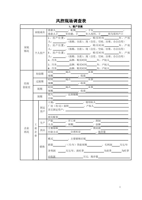 风控现场调查表