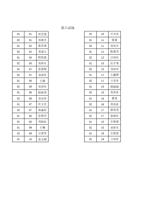 入学考试座位安排表