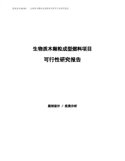 生物质木颗粒成型燃料项目可行性研究报告(立项备案下载可编辑)