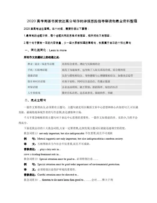 2020年高考英语书面表达高分写作的详细思路指导解读
