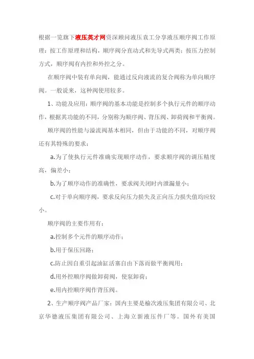 液压顺序阀工作原理