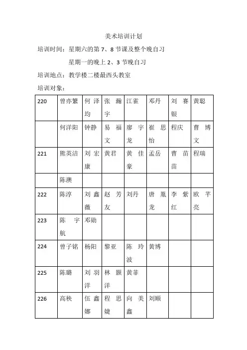 美术培训计划