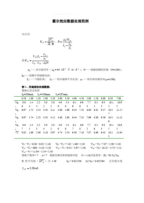 大学物理实验报告 实验18霍尔效应数据处理