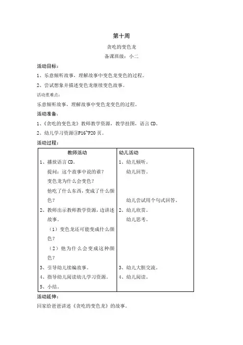 幼儿园教案贪吃的变色龙 (2)