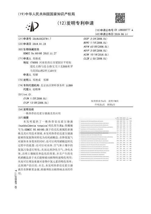 【CN109880777A】一株热带伯克霍尔德菌及其应用【专利】