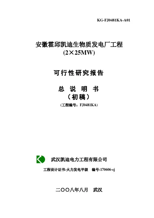 安徽霍邱生物发电可行性研究报告