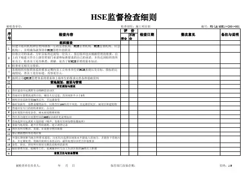 HSE检查表 2